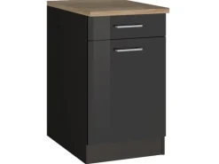 Best Held Möbel Küchenunterschrank Mailand 50 cm Tür/Schubk. Hochgl. / Graphit