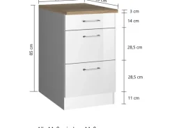 Küchenunterschrank Mailand 50 cm mit Auszügen Hochglanz / Küchenschränke