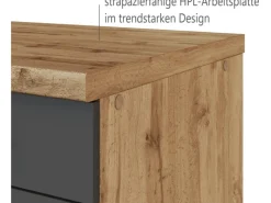 Best Küchenzeile 240 cm Matt Grau-Wotaneiche Herde|Einbauküchen