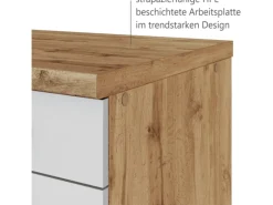 Küchenzeile 240 cm Matt Weiß-Wotaneiche Herde|Einbauküchen