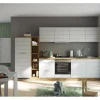 Outlet Küchenzeile 330 cm Matt Weiß-Wotaneiche Einbauküchen|Kühlschränke