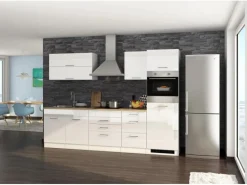Sale Küchenzeile Mailand 290 cm -Weiß Matt mit E-Geräten Kochfelder|Einbauküchen