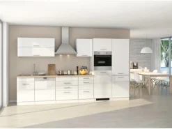 Outlet Held Möbel Küchenzeile Mailand 330 cm -Grau Matt mit E-Geräten Grau Hochglanz