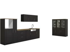 Outlet Held Möbel Küchenzeile Rom 330 cm Landhaus Grau Matt ohne E-Geräte Grau-Matt