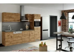Outlet Held Möbel Küchenzeile Sorrento 270 cm Wotaneiche-Wotaneiche ohne E-Geräte