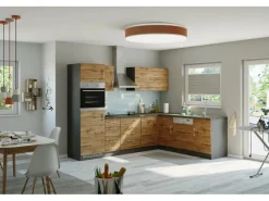 Best Held Möbel Küchenzeile Sorrento 210/270 cm Wotaneiche-Grafit Winkel