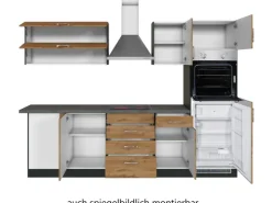 Best Held Möbel Küchenzeile Sorrento 210/270 cm Wotaneiche-Grafit Winkel