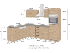 Best Held Möbel Küchenzeile Sorrento 210/270 cm Wotaneiche-Grafit Winkel