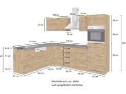 Held Möbel Winkelküchen<Küchenzeile Sorrento 210/ 270 cm Wotaneiche o. E-Geräte Winkel