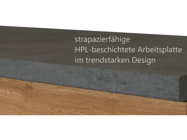 Sale Held Möbel Küchenzeile Sorrento 270 cm Wotaneiche-Grafit ohne E-Geräte