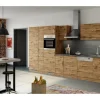 Outlet Küchenzeile Sorrento 360 cm Wotaneiche-Grafit Gefrierschränke|Kochfelder