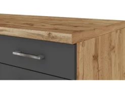 Sale Küchenzeile Sorrento 270 cm Anthrazit-Wotaneiche Herde