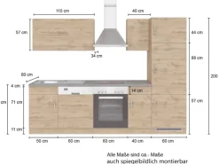 Sale Küchenzeile Sorrento 270 cm Anthrazit-Wotaneiche Herde