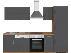 Sale Küchenzeile Sorrento 270 cm Anthrazit-Wotaneiche Herde