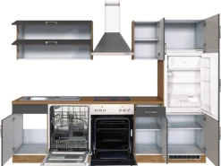 Sale Küchenzeile Sorrento 270 cm Anthrazit-Wotaneiche Herde