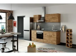 Discount Held Möbel Küchenzeile Sorrento 210 cm Wotaneiche-Wotaneiche
