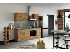 Discount Held Möbel Küchenzeile Sorrento 210 cm Wotaneiche-Wotaneiche