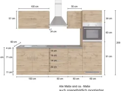 Outlet Held Möbel Küchenzeile Sorrento 270 cm Wotaneiche ohne E-Geräte