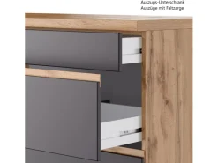 Held Möbel Kühlschränke|Einbauküchen<Küchenzeile Turin 300 cm mit E-Geräten Graphit-Wotaneiche