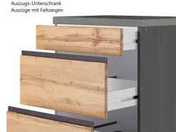 Outlet Held Möbel Küchenzeile Turin 360 cm Wotaneiche-Graphit mit E-Geräten Eiche Graphit