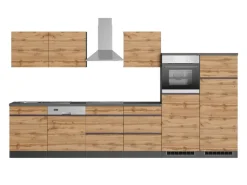 Outlet Held Möbel Küchenzeile Turin 360 cm Wotaneiche-Graphit mit E-Geräten Eiche Graphit