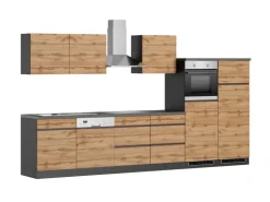 Outlet Held Möbel Küchenzeile Turin 360 cm Wotaneiche-Graphit mit E-Geräten Eiche Graphit