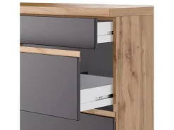 Held Möbel Winkelküchen<Küchenzeile Turin 330 cm mit E-Geräten Graphit-Wotaneiche