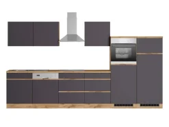 Best Held Möbel Küchenzeile Turin 360 cm mit E-Geräten Graphit-Wotaneiche