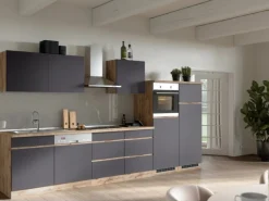 Clearance Umbauschrank für Kühl/Gefrierkombi Turin 60cm Graphit/WotanEiche Kühlschränke