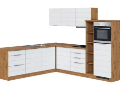 Sale Held Möbel Winkelküche 240 cm - 270 cm Matt Weiß-Wotaneiche