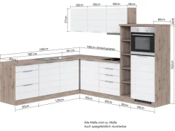 Sale Held Möbel Winkelküche 240 cm - 270 cm Matt Weiß-Wotaneiche