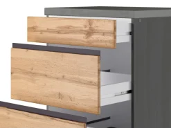 Outlet Winkelküche Turin 240 x 240 cm Wotaneiche-Graphit mit E-Geräten Winkelküchen