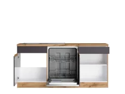 Held Möbel Kochfelder|Kühlschränke<Winkelküche Turin 300 x 240 cm mit E-Geräten Graphit-Wotaneiche