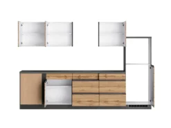Held Möbel Winkelküchen|Kühlschränke<Winkelküche Turin 300 x 240 cm Wotaneiche-Graphit ohne E-Geräte Eiche Graphit