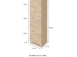 Best Held Möbel Held Möel Küchen-Kühlschr.umau Sorrento 60x200xT60cm Nische Weiß-WotanEiche