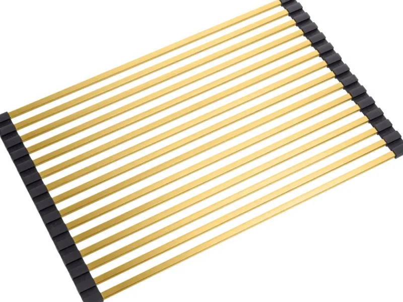 Hot Aufrollbares Abtropfgitter 45 cm x 28 cm Goldfarbe Zubehör Für Spülen