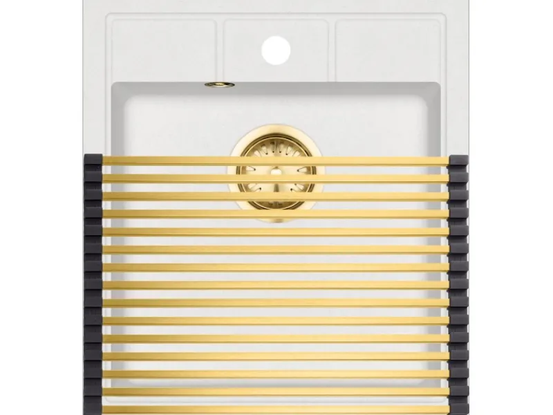 Hot Aufrollbares Abtropfgitter 45 cm x 28 cm Goldfarbe Zubehör Für Spülen