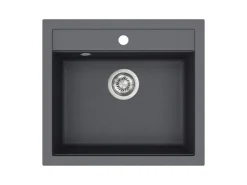 HELIKA Granitspülen<Einbauspüle Granitverbundstoff Quadro 56 cm x 51 cm Graphit