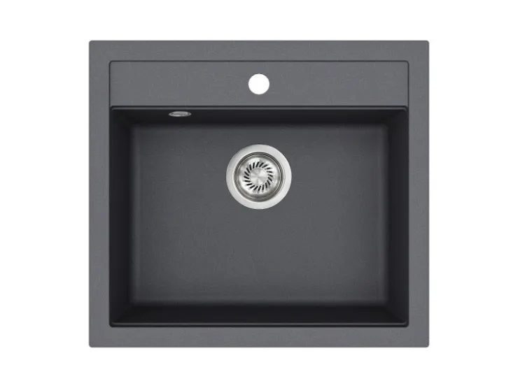 HELIKA Granitspülen<Einbauspüle Granitverbundstoff Quadro 56 cm x 51 cm Graphit