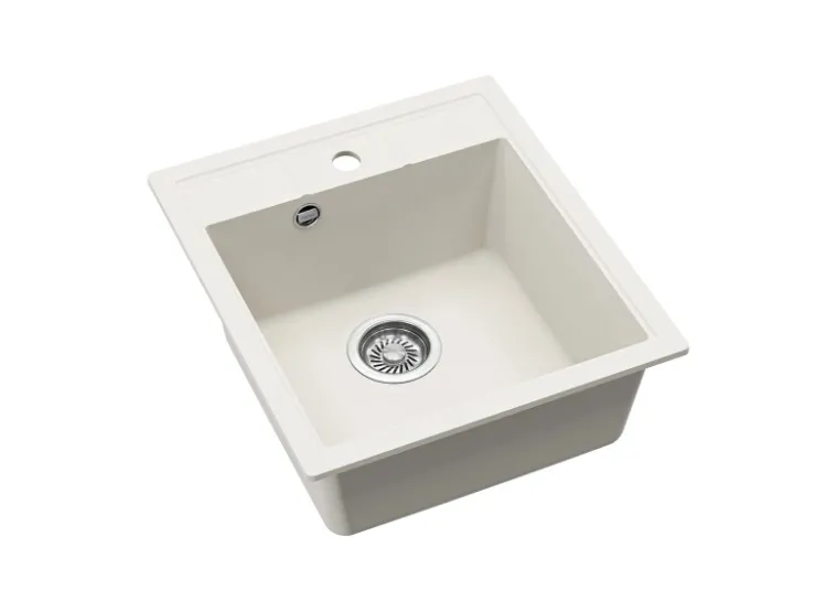 Outlet HELIKA Einbauspüle Granitverbundstoff Nova 46 cm x 51 cm Weiß