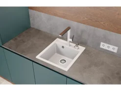 Outlet HELIKA Einbauspüle Granitverbundstoff Nova 46 cm x 51 cm Weiß