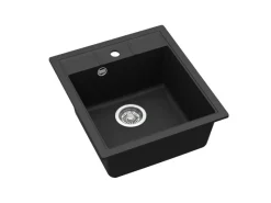 Discount Einbauspüle Granitverbundstoff Nova 46 cm x 51 cm Schwarz Granitspülen