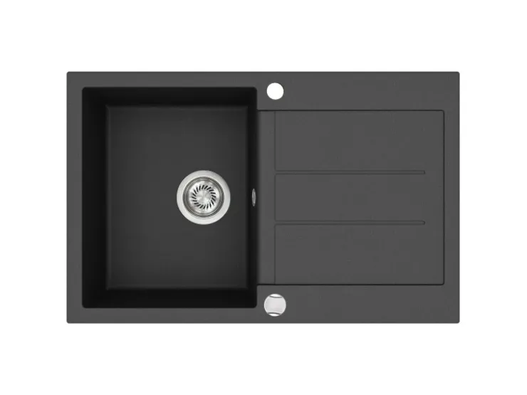 New HELIKA Einbauspüle Granitverbundstoff 78 cm x 50 cm Schwarz