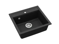 HELIKA Einbauspüle Granitverbundstoff Quadro 56 cm x 51 cm Schwarz