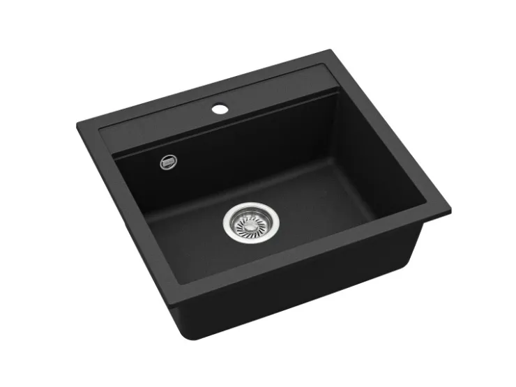 HELIKA Einbauspüle Granitverbundstoff Quadro 56 cm x 51 cm Schwarz
