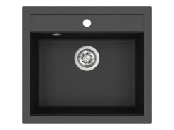 HELIKA Einbauspüle Granitverbundstoff Quadro 56 cm x 51 cm Schwarz