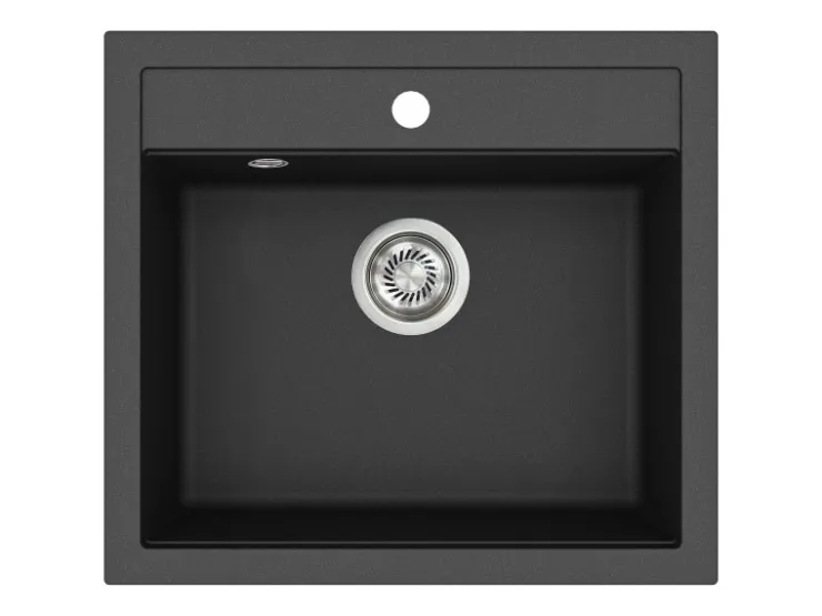 HELIKA Einbauspüle Granitverbundstoff Quadro 56 cm x 51 cm Schwarz