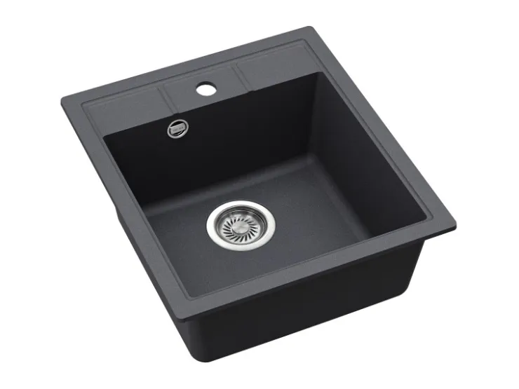 Outlet HELIKA Einbauspüle Granitverbundstoff Quadro 56 cm x 51 cm Weiß