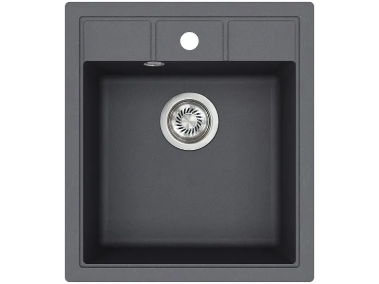 Outlet HELIKA Einbauspüle Granitverbundstoff Quadro 56 cm x 51 cm Weiß