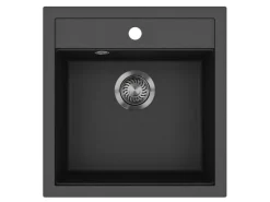 Outlet HELIKA Einbauspüle Tessa 49 cm x 51 cm Schwarz inkl. Grafitventil